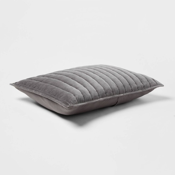 NWOT Channel Stitch Velvet Quilt Sham Charcoal- Threshold - Picture 3 of 9